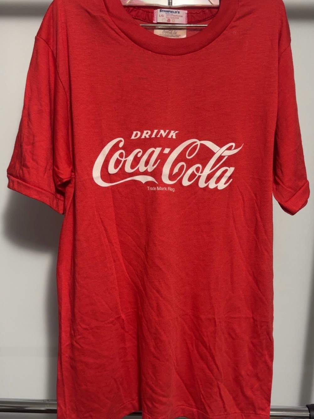 Vintage 1980s Stanfield's Coca-Cola Script Logo Graphic T-Shirt